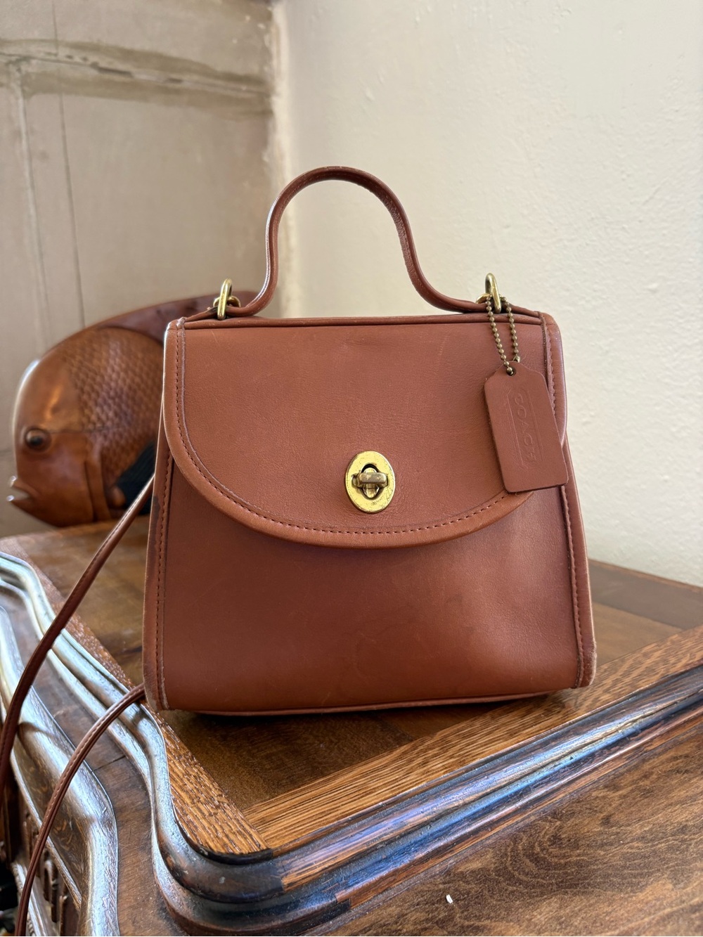 Vintage Coach Classic Brown Leather Crossbody Bag